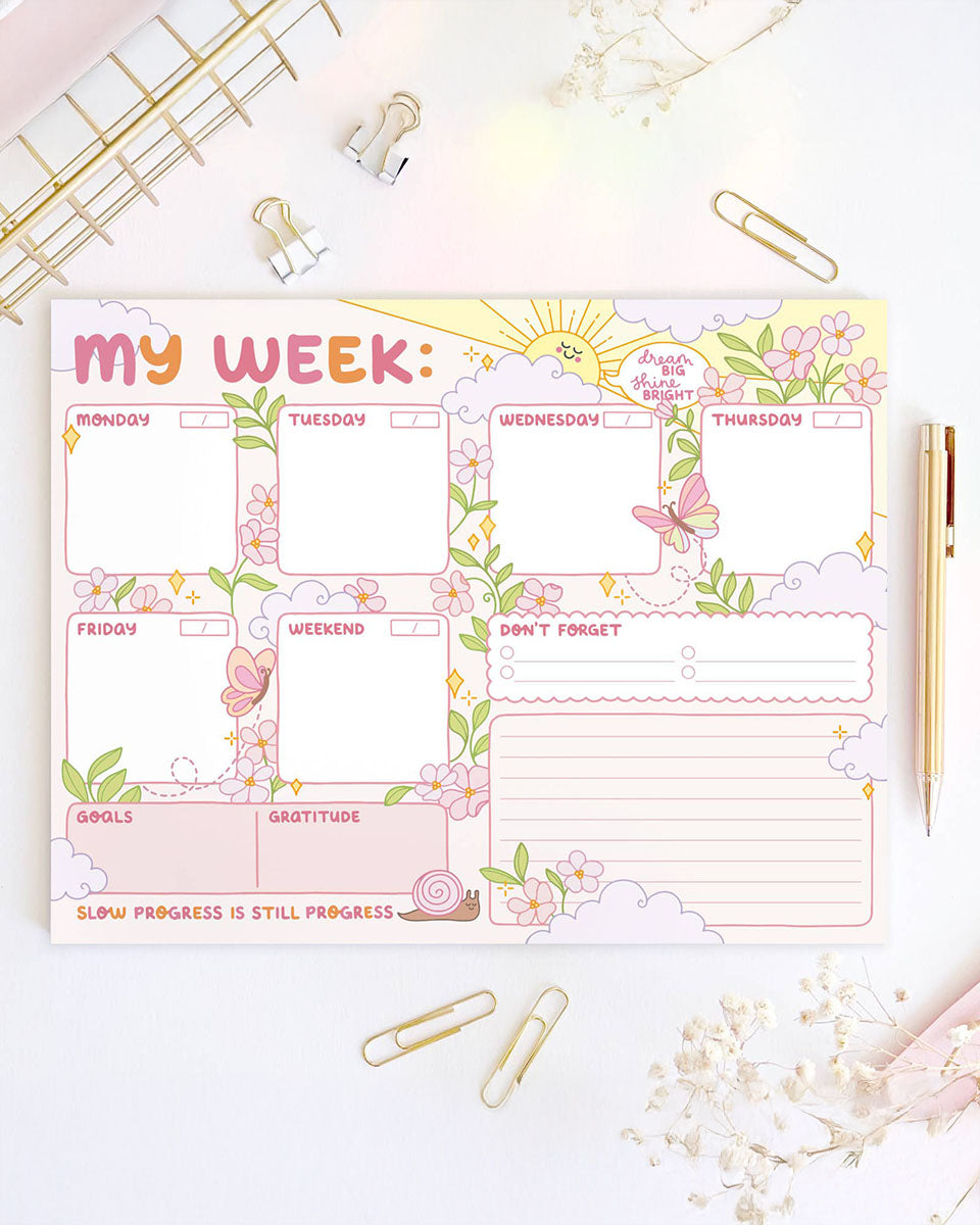 Weekly Planner Sunshine Positivity 8.5" x 11" Desk Notepad