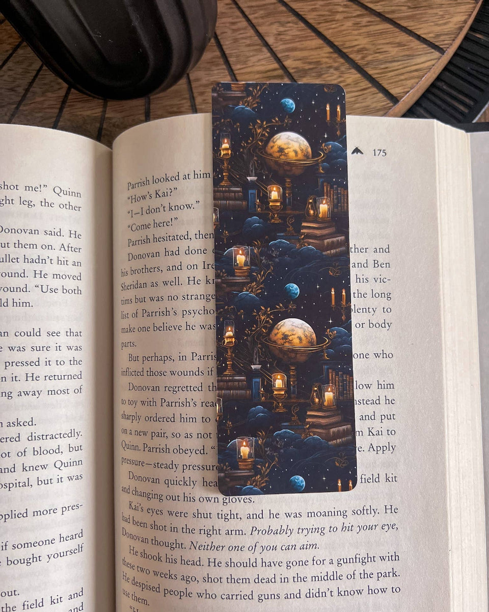 Night Library Dark Academia  Soft Touch Matte Bookmark - Planets - 2" x 6"