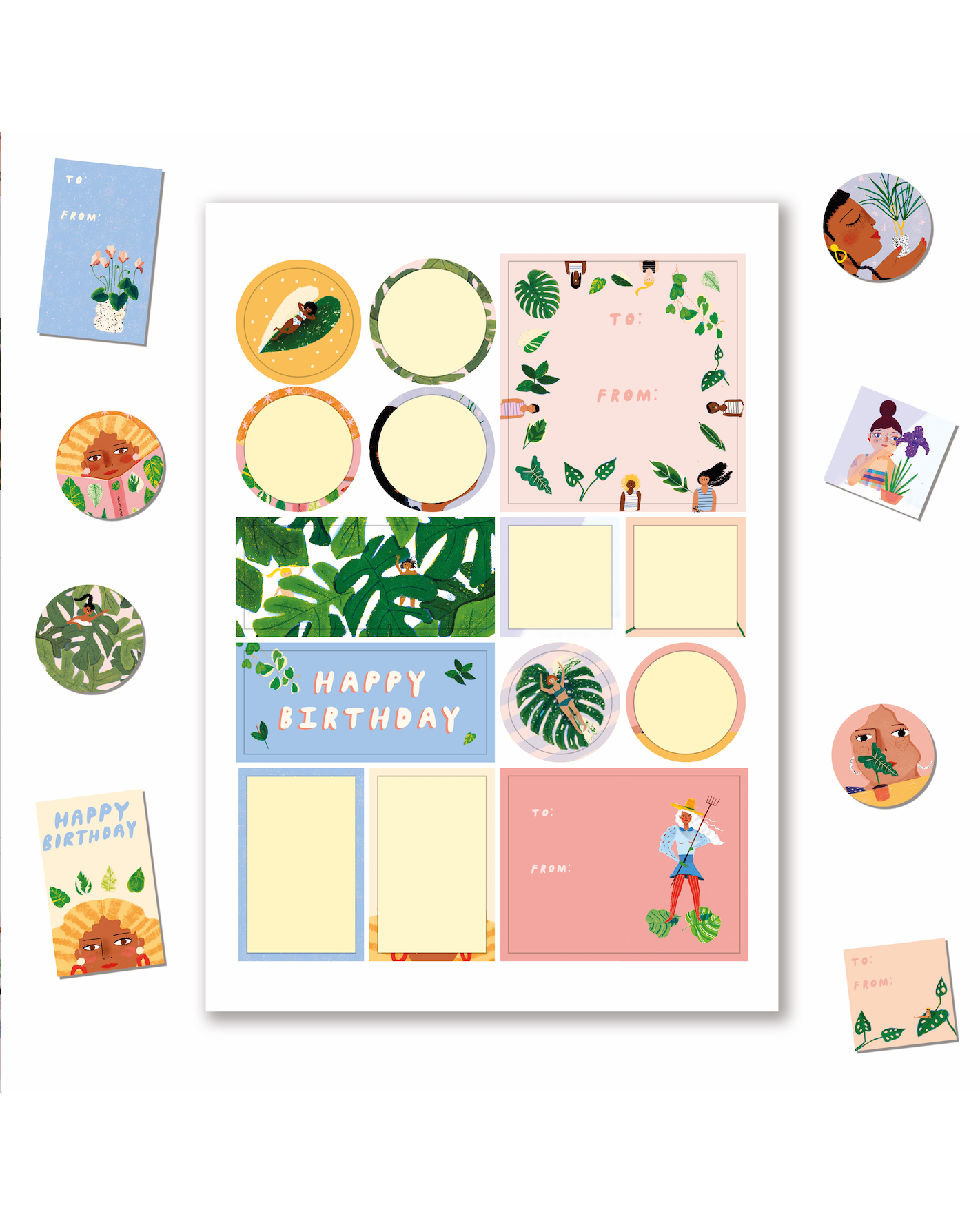 HOUSE PLANTS - 42 Sticker + Label Set