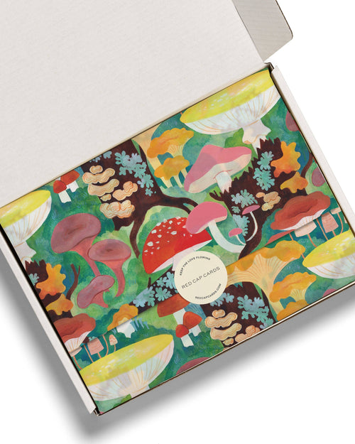 Papel de seda con setas del bosque: 5 hojas