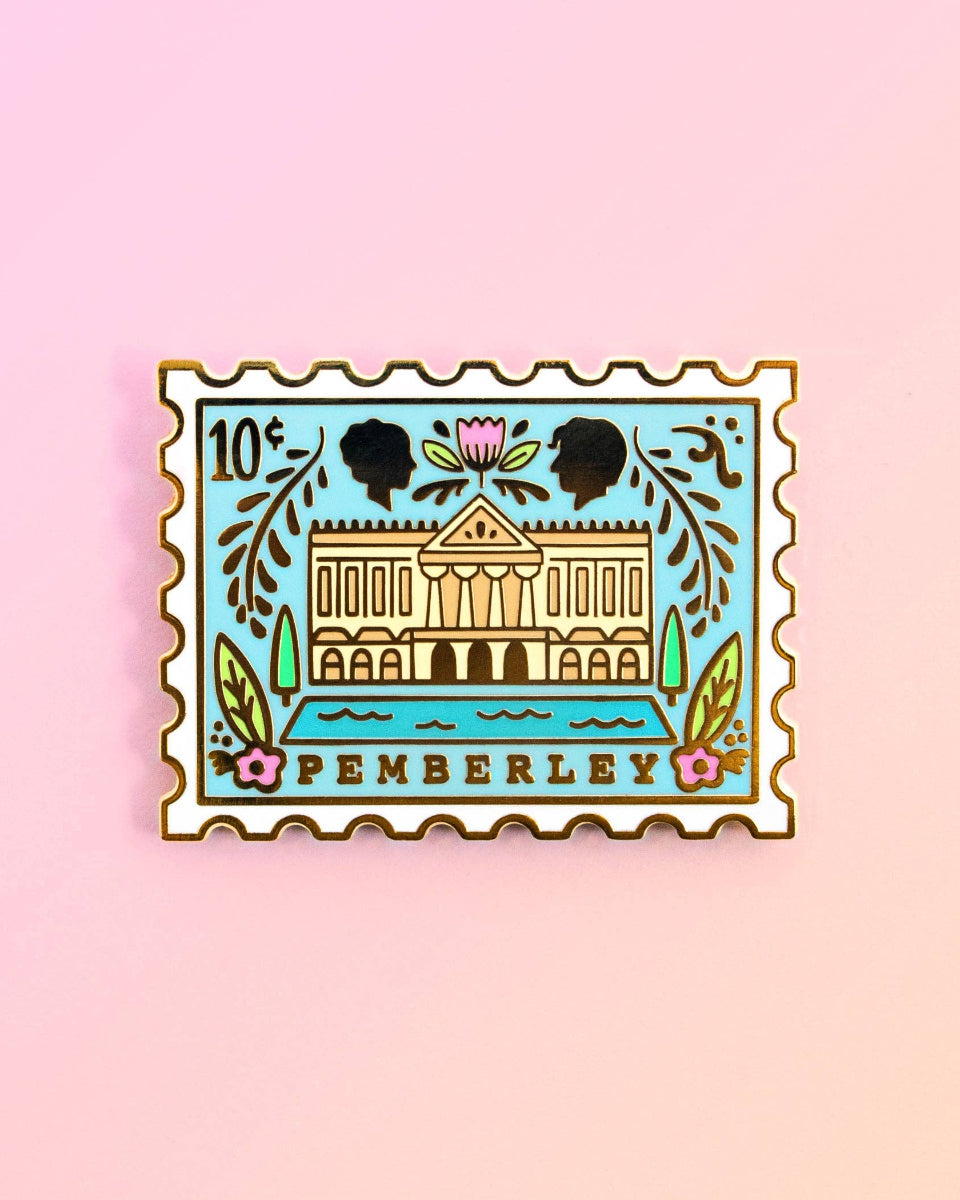 Pemberley, Pride and Prejudice Stamp Hard Enamel Pin - 1.35"