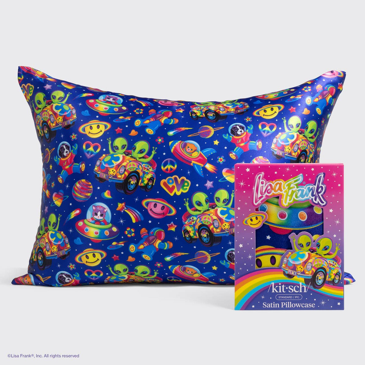 KITSCH - Lisa Frank® x Kitsch Satin Pillowcase in Zoomer™ & Zorbit™