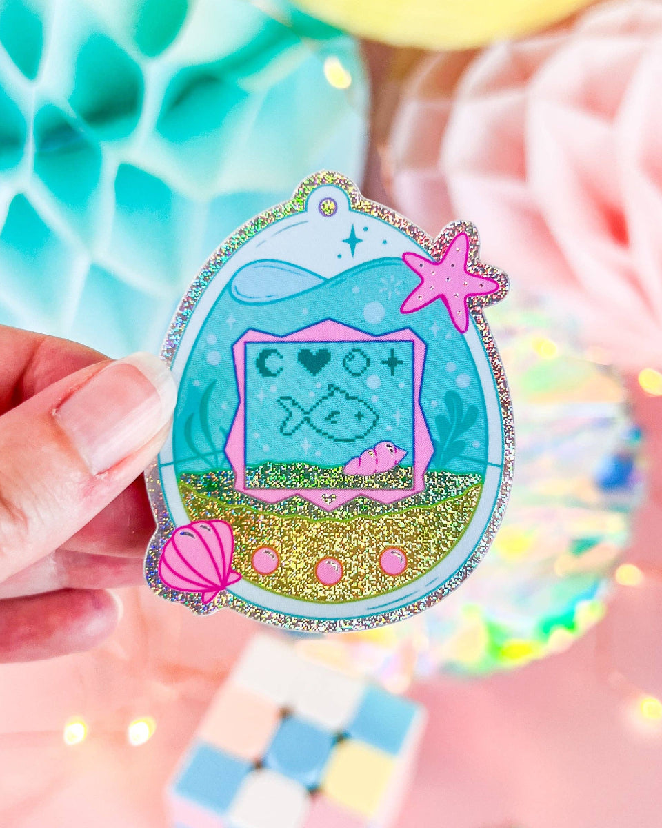 Digital Aquarium Classic 90s Toy Inspired Glitter Vinyl Sticker - 2.35"