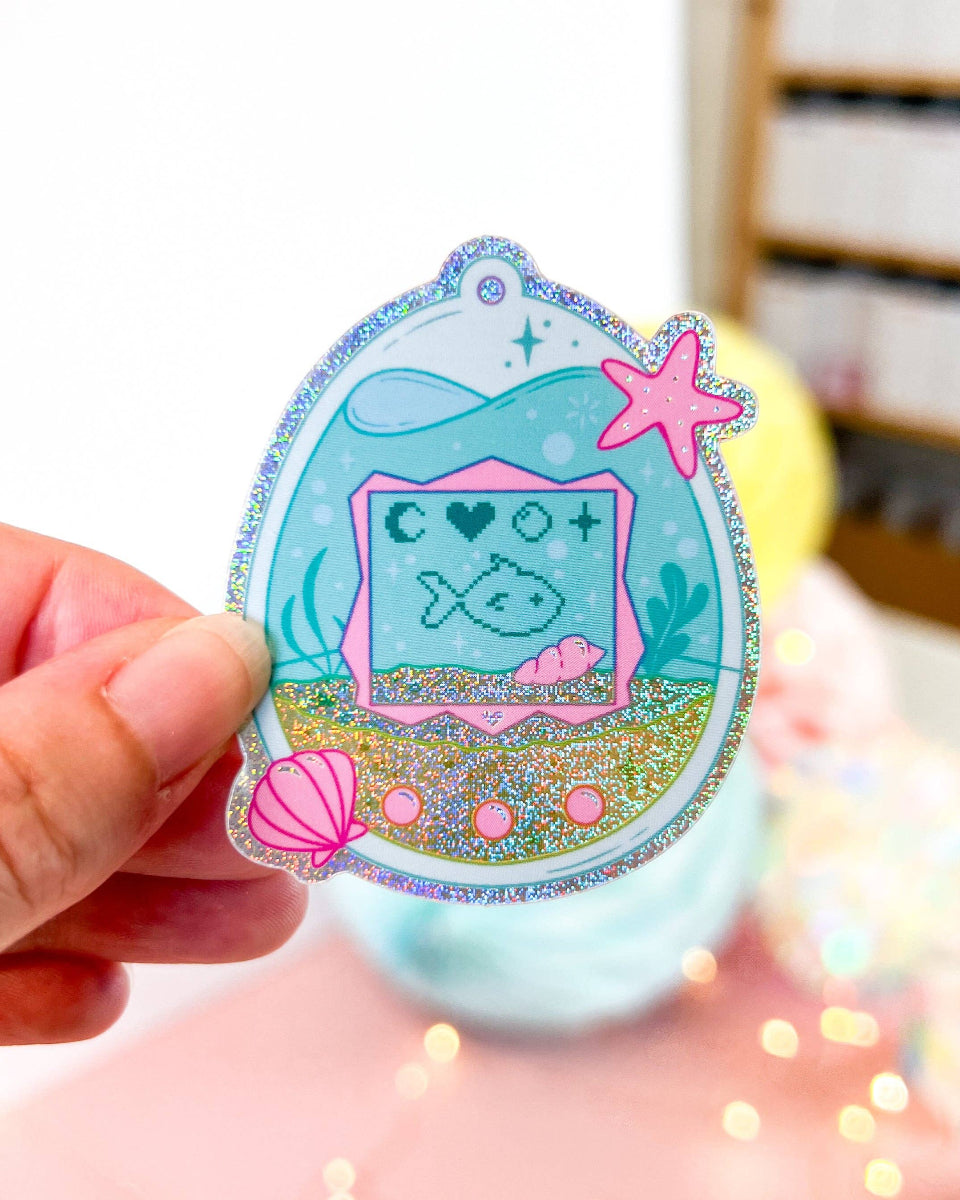 Digital Aquarium Classic 90s Toy Inspired Glitter Vinyl Sticker - 2.35"