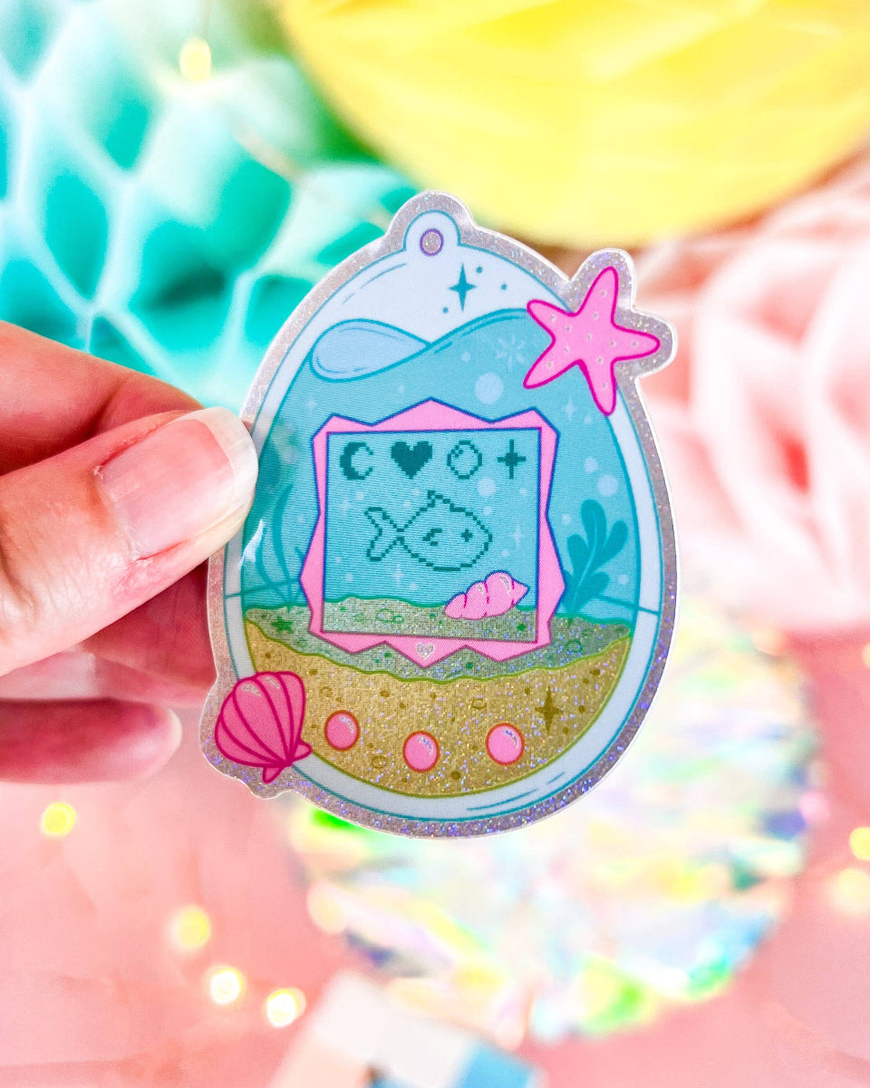 Digital Aquarium Classic 90s Toy Inspired Glitter Vinyl Sticker - 2.35"
