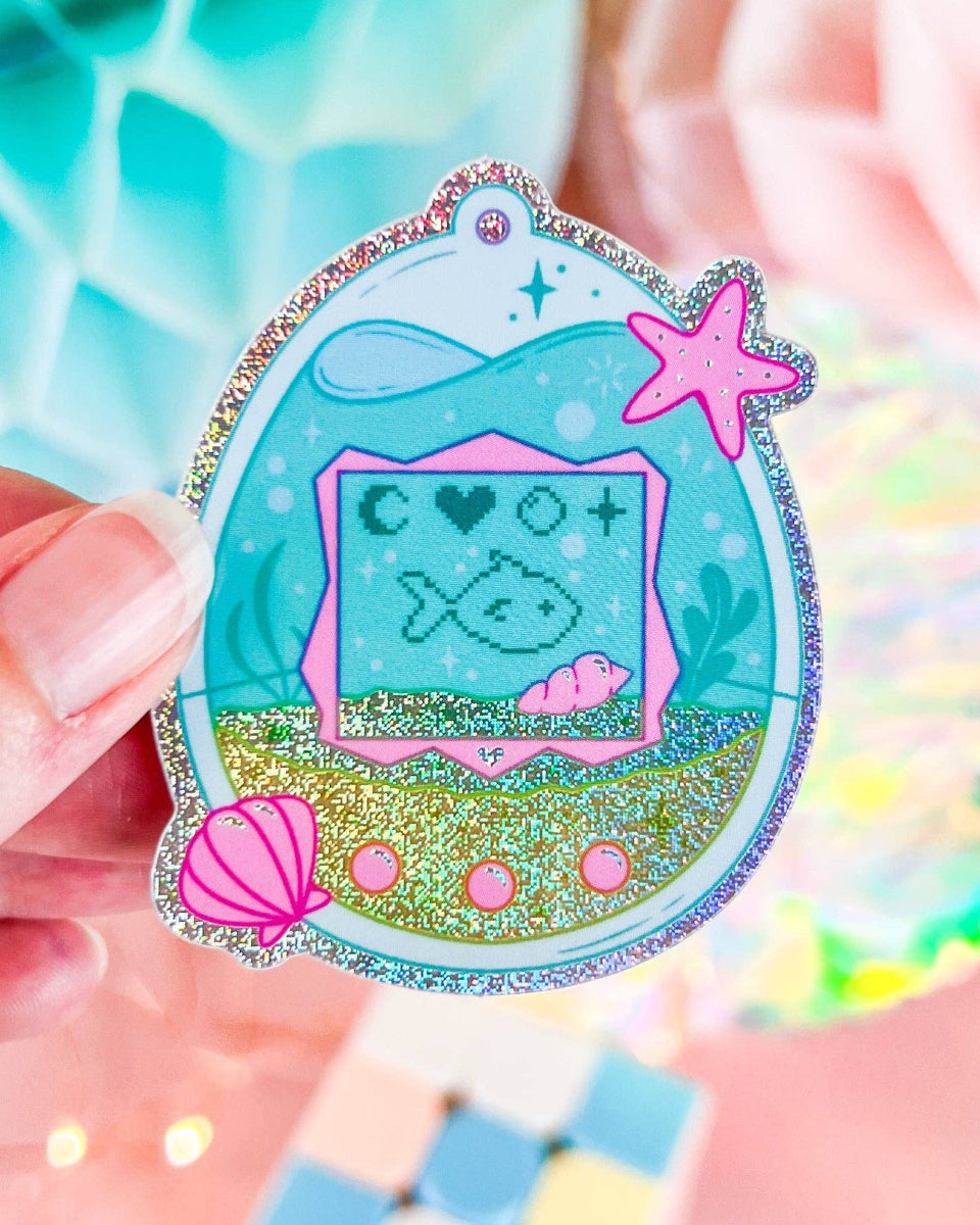 Digital Aquarium Classic 90s Toy Inspired Glitter Vinyl Sticker - 2.35"