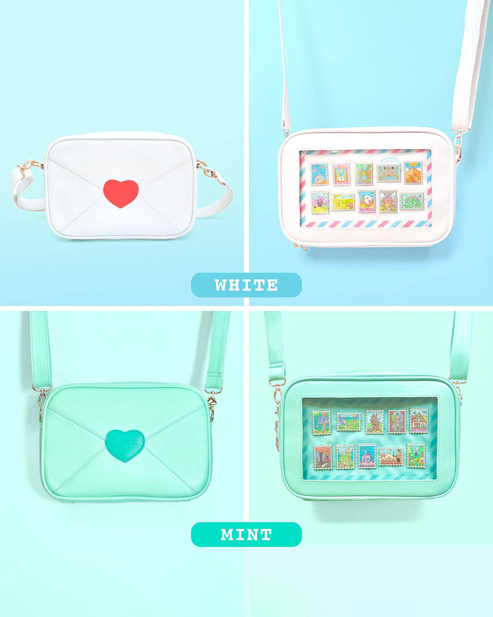 Red & White Postal Heart Envelope Ita Bag - 10"
