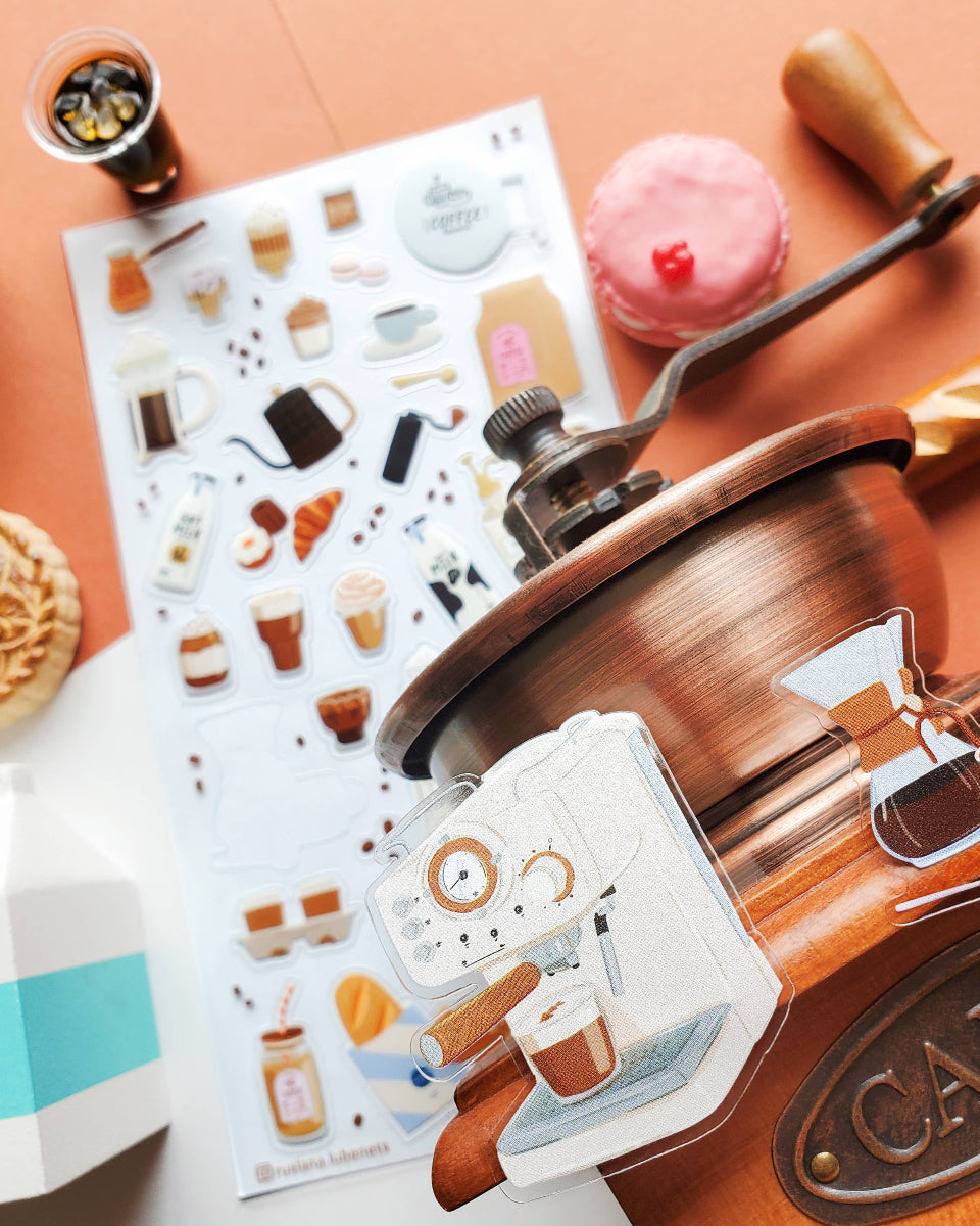 Cafe Vibes Sticker Sheet - Art by Ruslana Lubenets