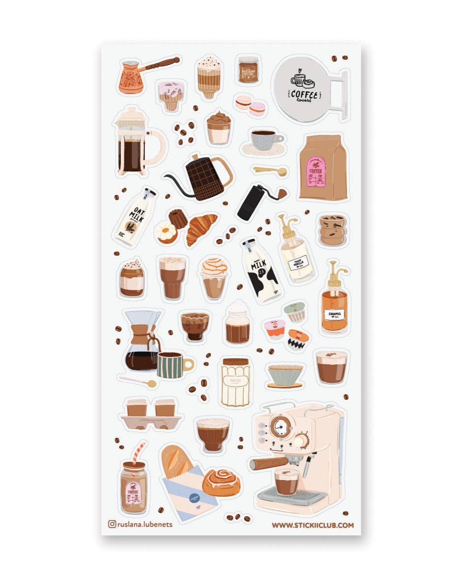 Cafe Vibes Sticker Sheet - Art by Ruslana Lubenets