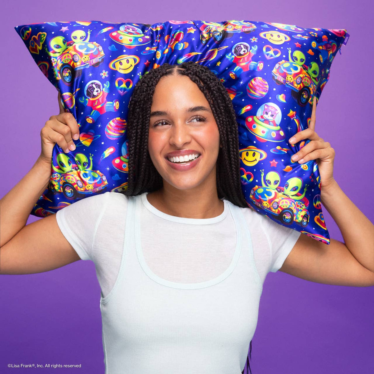 KITSCH - Lisa Frank® x Kitsch Satin Pillowcase in Zoomer™ & Zorbit™