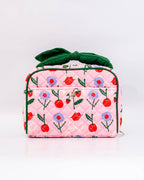 Cherry Lips Green Bow & Pink Quilted Getaway Toiletry Bag