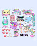 Kawaii Gamer Girl Holographic Sticker Pack - 17 Stickers