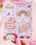Daydream Glittery Positively Optimistic Waterproof Vinyl 8 Sticker Sheet