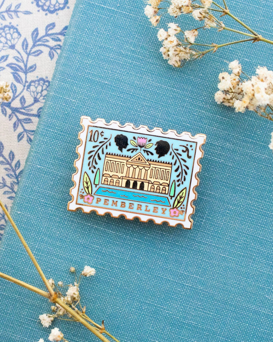 Pemberley, Pride and Prejudice Stamp Hard Enamel Pin - 1.35"