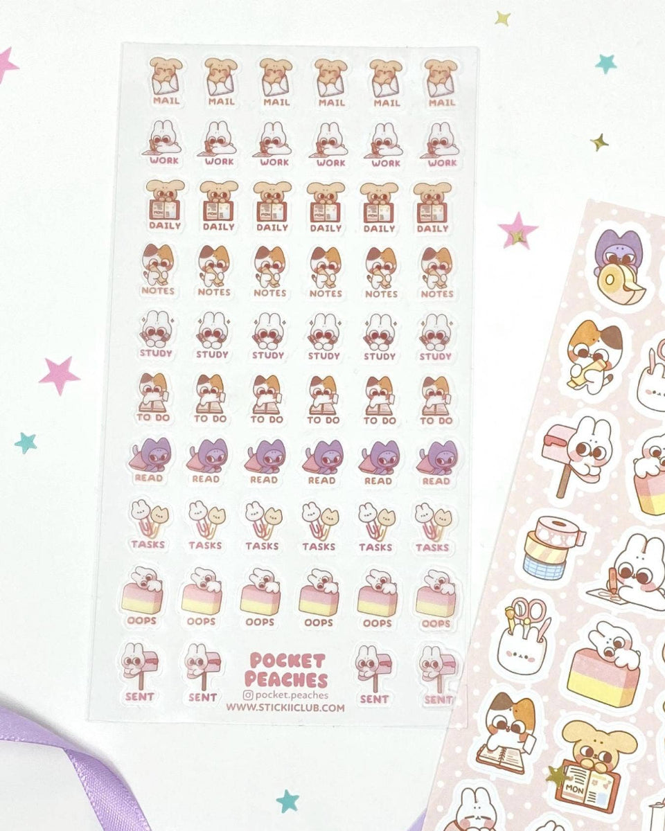 Planner Cuties Sticker Sheet - Art by Pocket Peaches