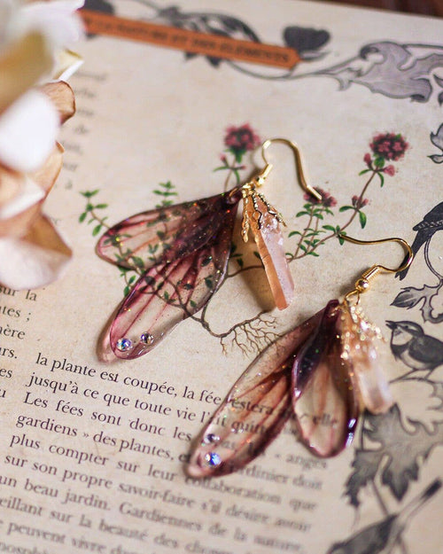 Misty Valley Aura Quartz Handcrafted 18 Carat Gold-plated Earrings