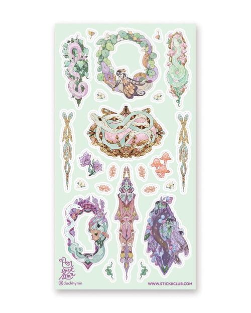 Duck Hymn "Stunning Snakes" 🐍🌸 STICKII Sticker Sheet - Vibrant Wildlife & Serpent Decals