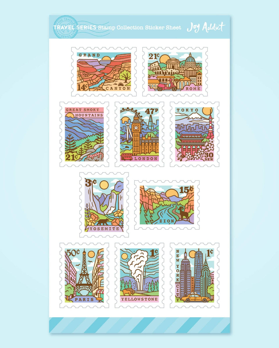 Travel Series Stamp Vinyl Matte Sticker Sheet