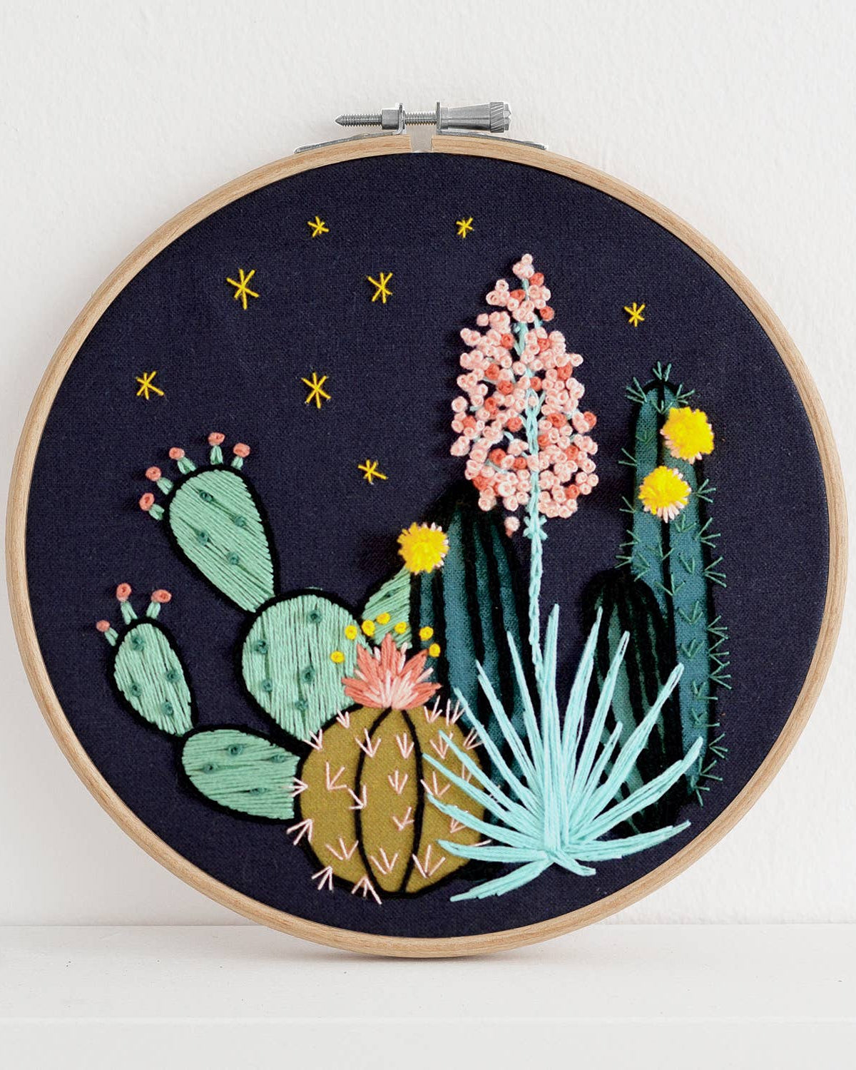 Antiquaria - Night Cactus Premium Embroidery Kit, 6 inch