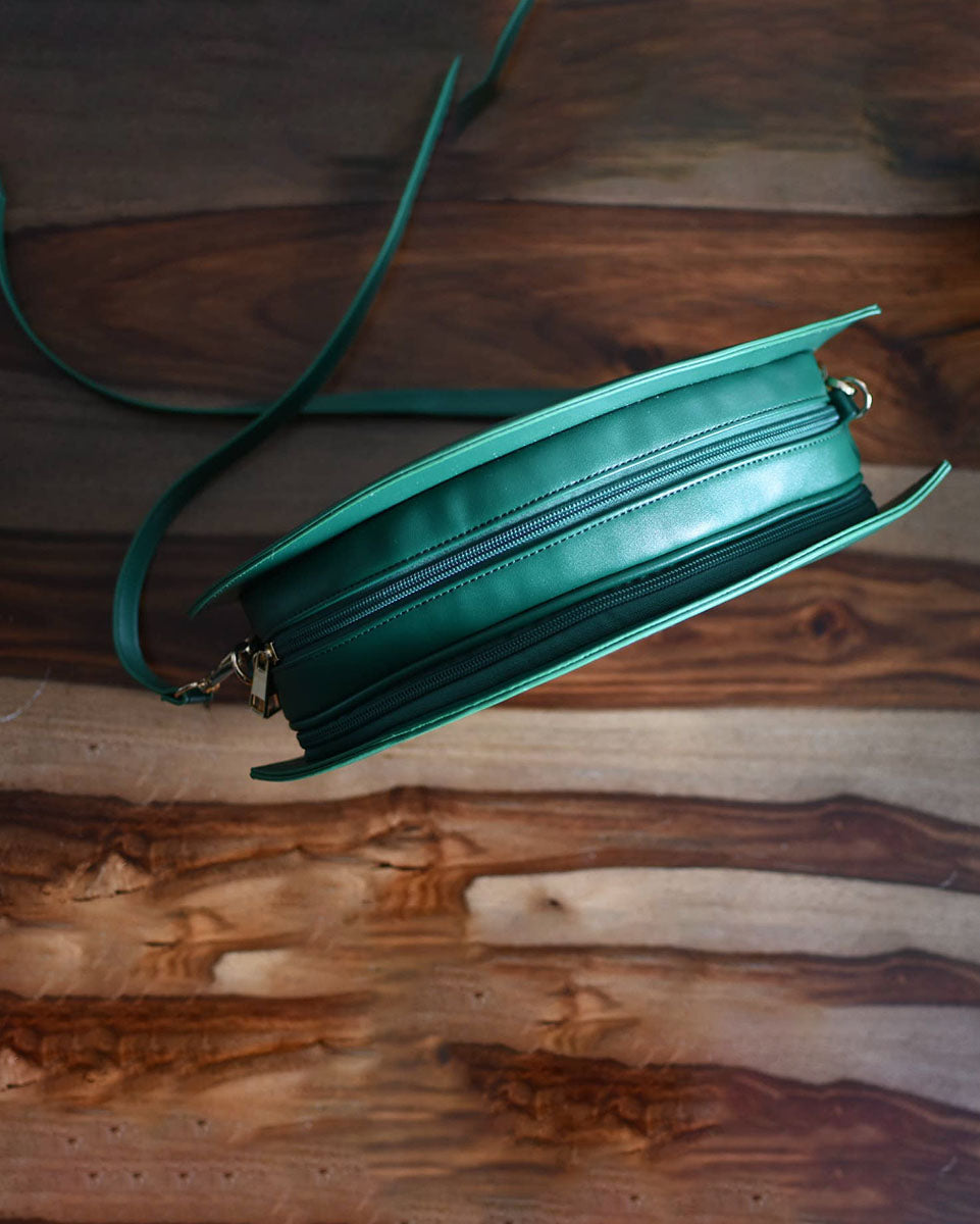 The Leaf: Dark Green ITA Crossbody Bag - 12.75" x 7"