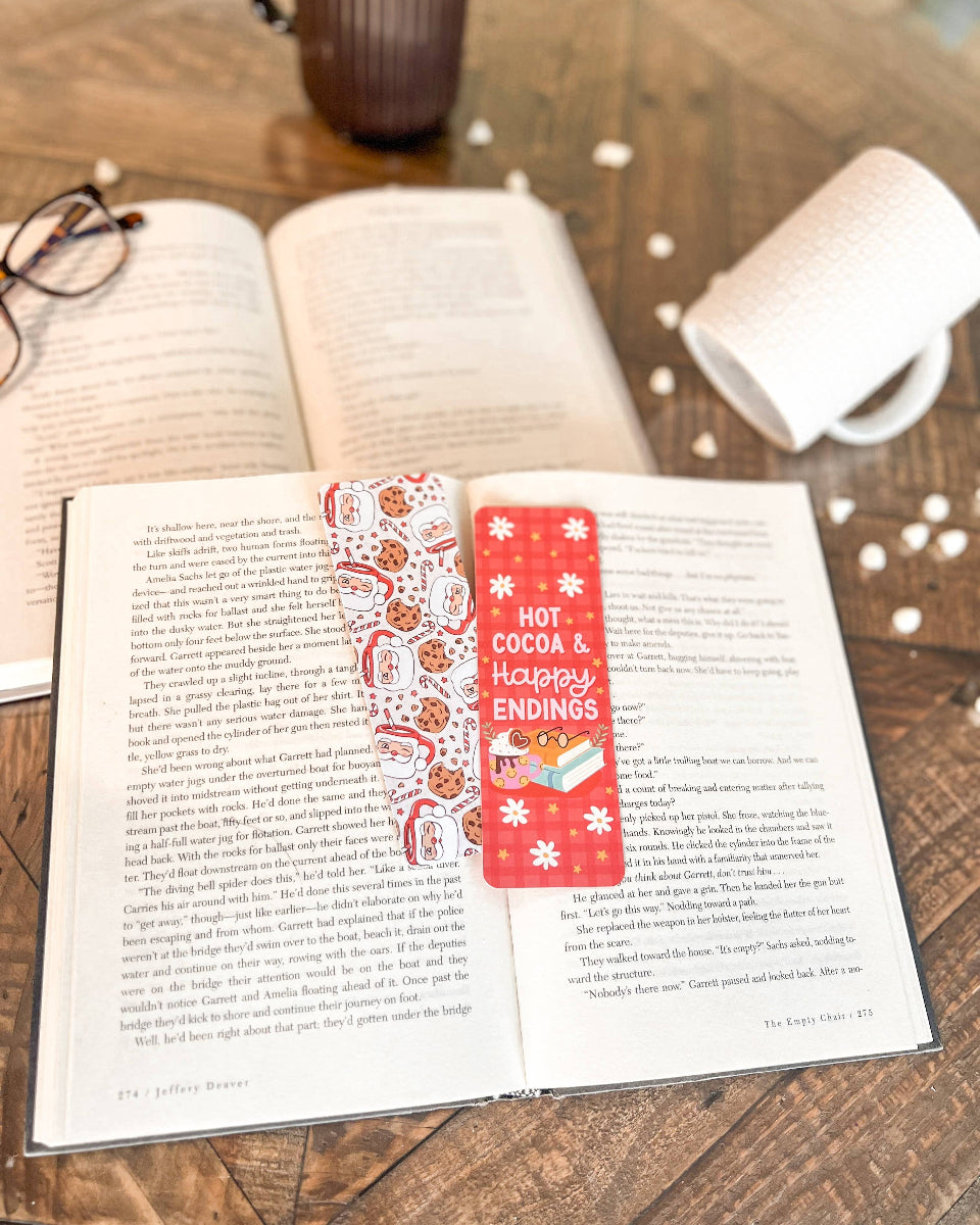 Santa Hot Chocolate and Cookies Soft Touch Matte Bookmark - 2" x 6"