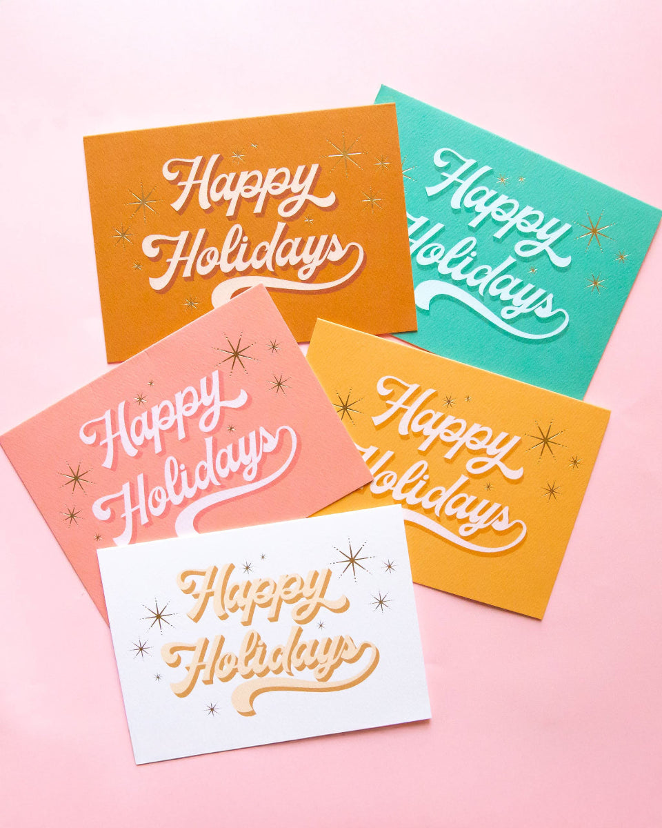 Happy Holidays Greeting Cards - Set of 5