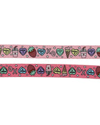 Hundeleine aus Stoff mit pinkfarbenen Bonbonherzen, Eistüten, Erdbeeren und Boba-Print, 152 cm – I Chews You