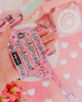 Hot Pink Candy Hearts, Ice Cream Cones, Strawberries, and Boba Print Fabric 60" Dog Leash - I Chews You