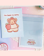 "I’m Bear-y Sorry" Kawaii Strawberry Bear Apology A6 Greeting Card