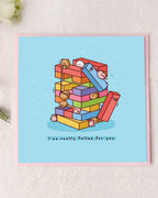 "I've Really Fallen for You" Kawaii Bears & Pigs Building Blocks Greeting Card - 6"