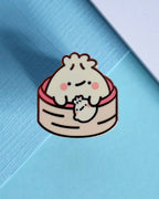 Kawaii Mama Dumpling and Baby Hard Enamel Pin - 1"