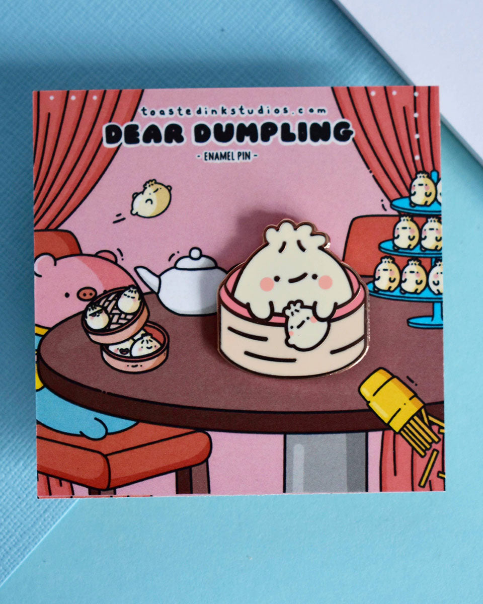 Kawaii Mama Dumpling and Baby Hard Enamel Pin - 1"