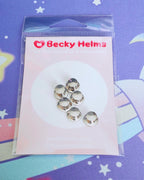 Six silver-tone locking pin backs for soft/hard enamel, arcylic, and wood pins.