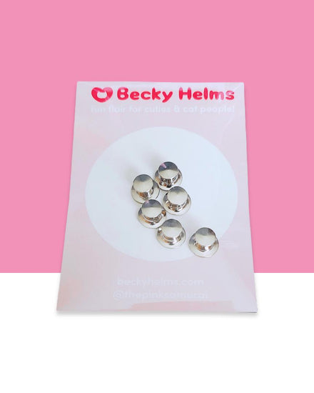 Six silver-tone locking pin backs for soft/hard enamel, arcylic, and wood pins.