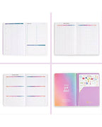 Essensplanung Petite Dateless Planer + Stickerbogen - Farbmischungen: Rosa &amp; Lila