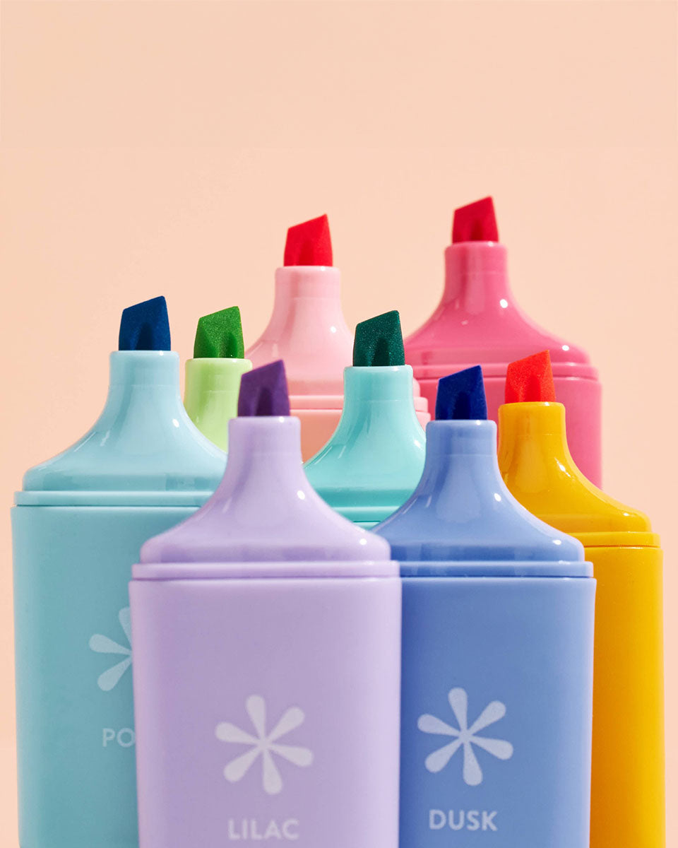 Mini 2.5" Square Highlighter 8-pack: Rainbow Colors