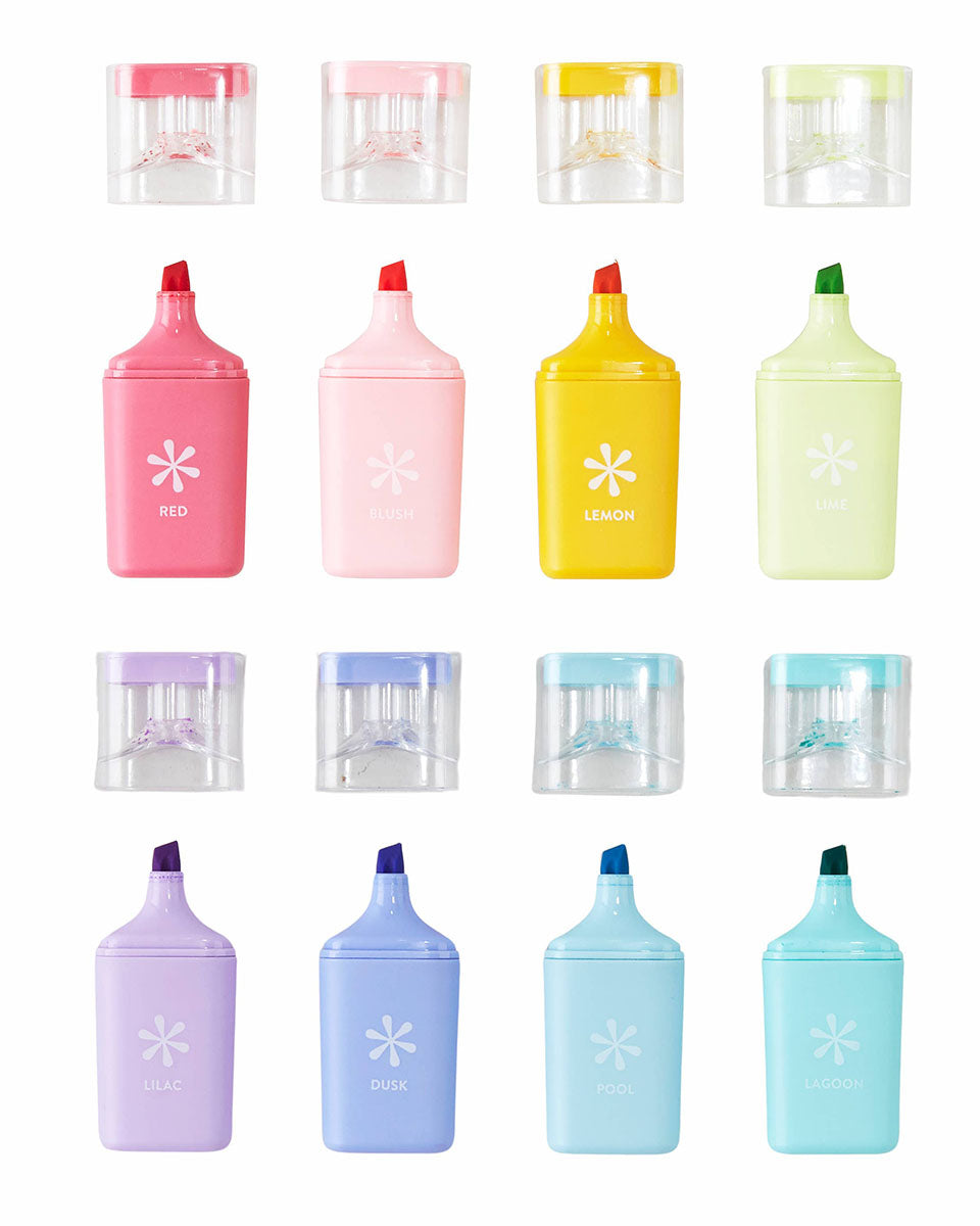 Mini 2.5" Square Highlighter 8-pack: Rainbow Colors
