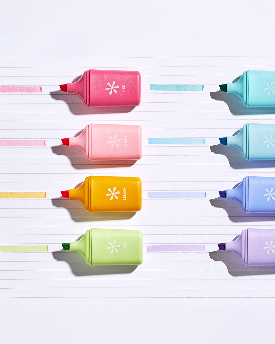 Mini 2.5" Square Highlighter 8-pack: Rainbow Colors