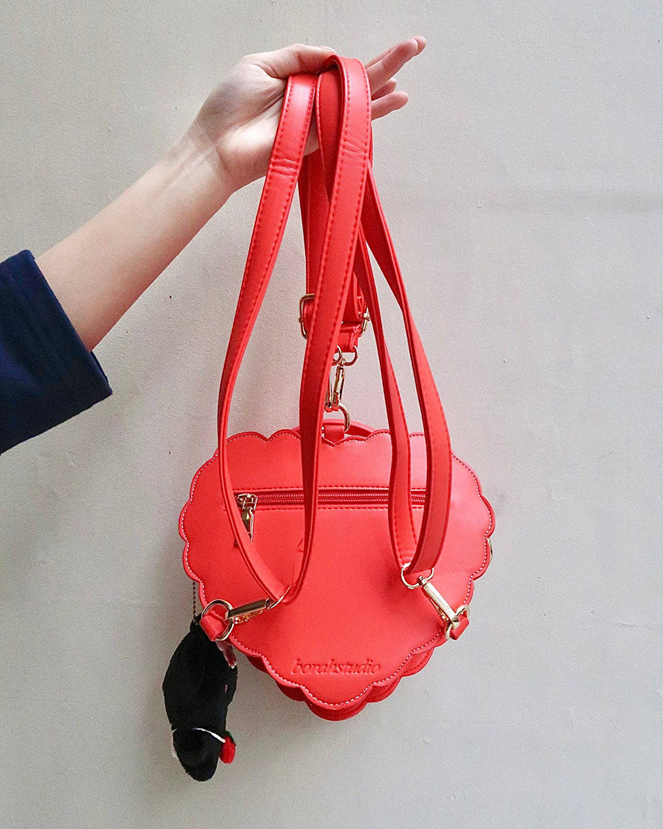 Strawberry Heart & Bow Polka Dot Crossbody Ita Handbag - Small