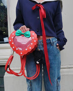 Bolso bandolera Ita con lazo de lunares y corazón de fresa - Pequeño