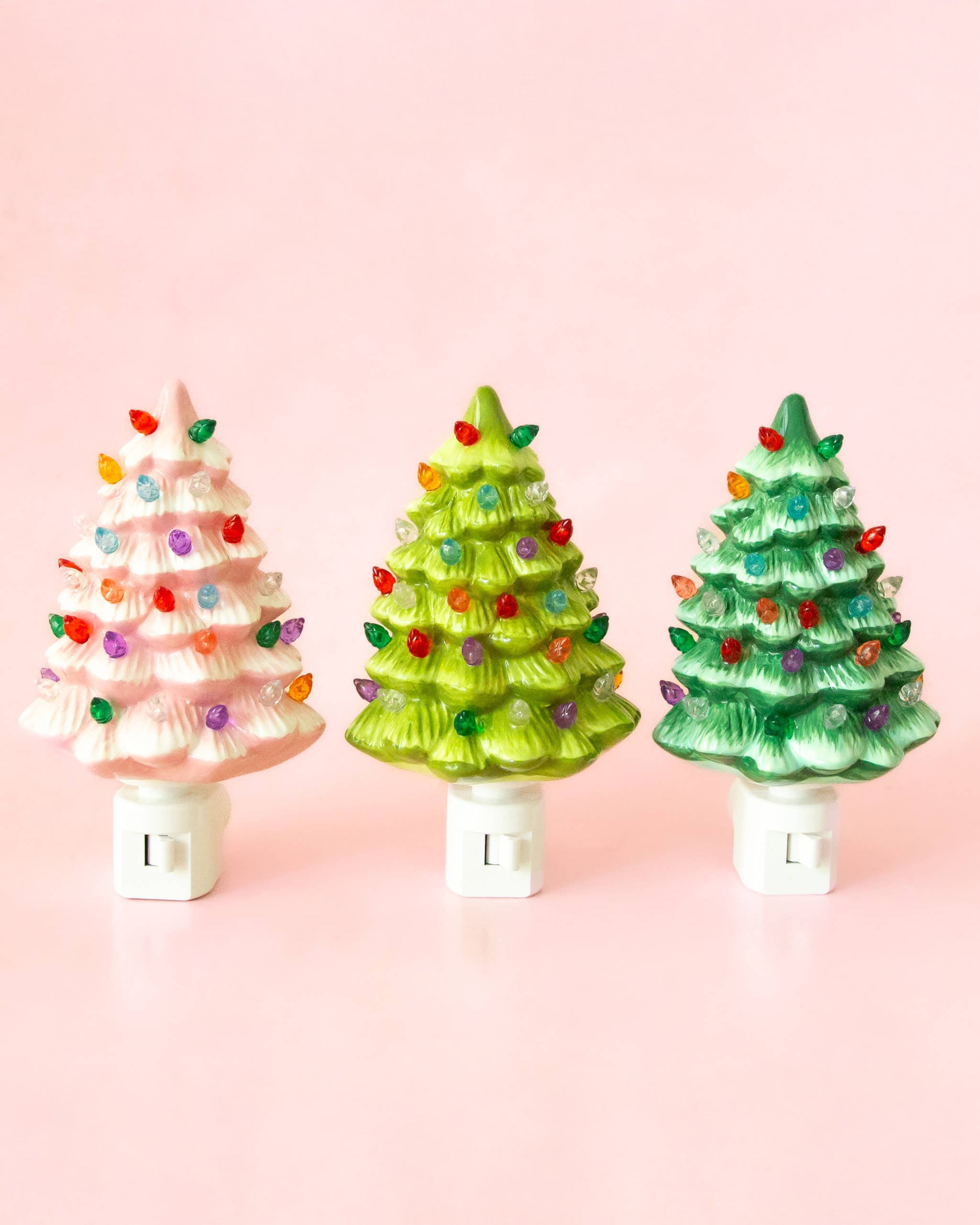 Pink Vintage Style Christmas Tree Night Light 🎄 by Sunshine Studios