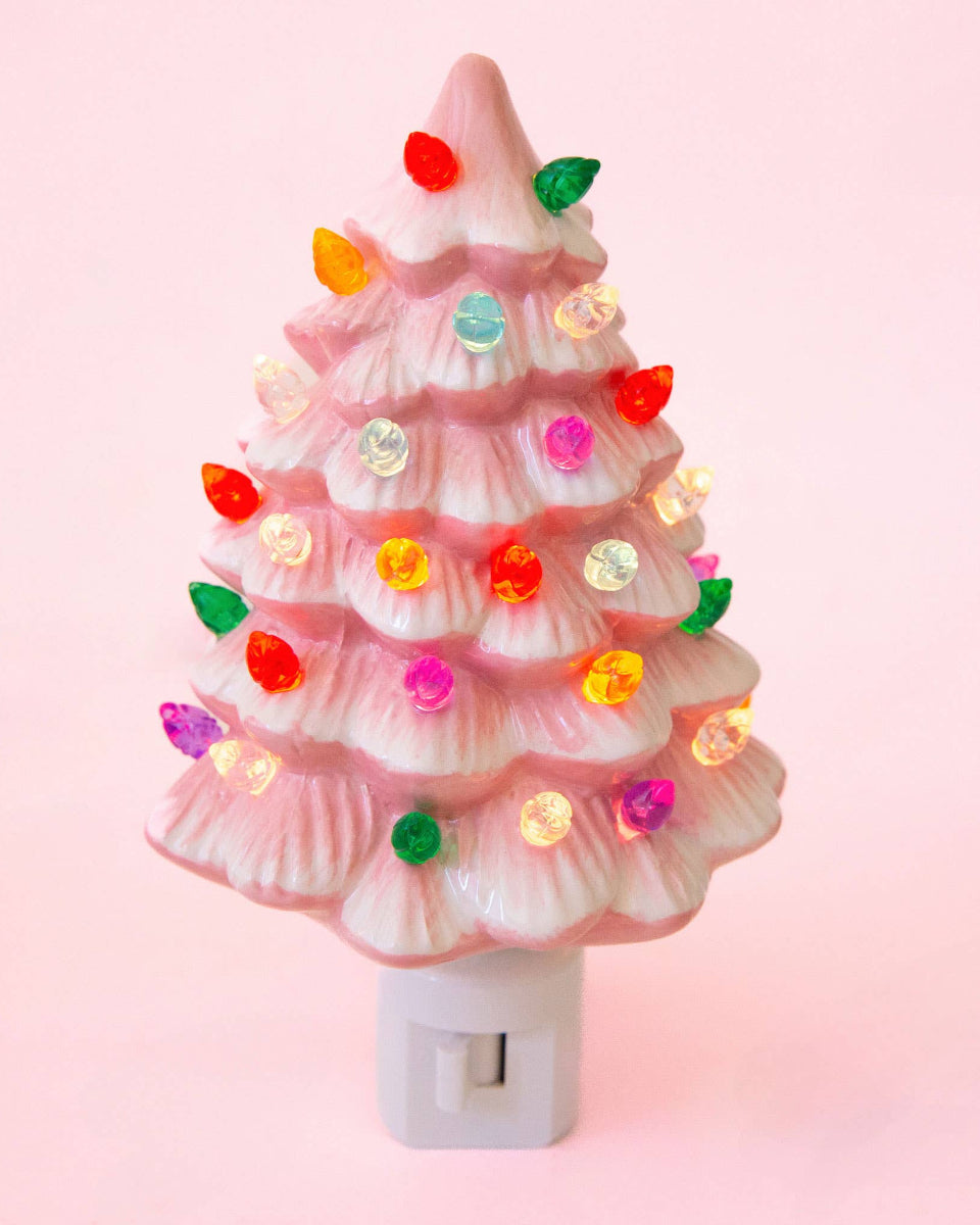 Pink Vintage Style Christmas Tree Night Light 🎄 by Sunshine Studios