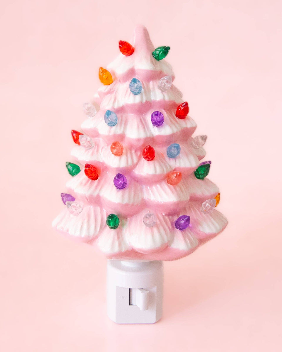 Pink Vintage Style Christmas Tree Night Light 🎄 by Sunshine Studios