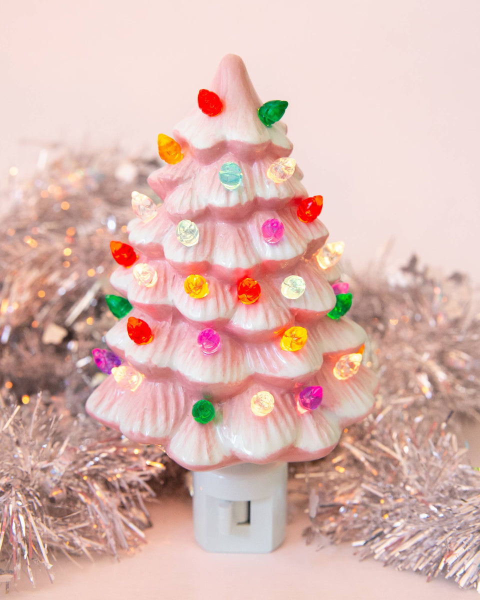 Pink Vintage Style Christmas Tree Night Light 🎄 by Sunshine Studios