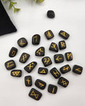 Shungite Semi-Precious Gemstone Rune Sets with Velvet Pouch - 25 Stones