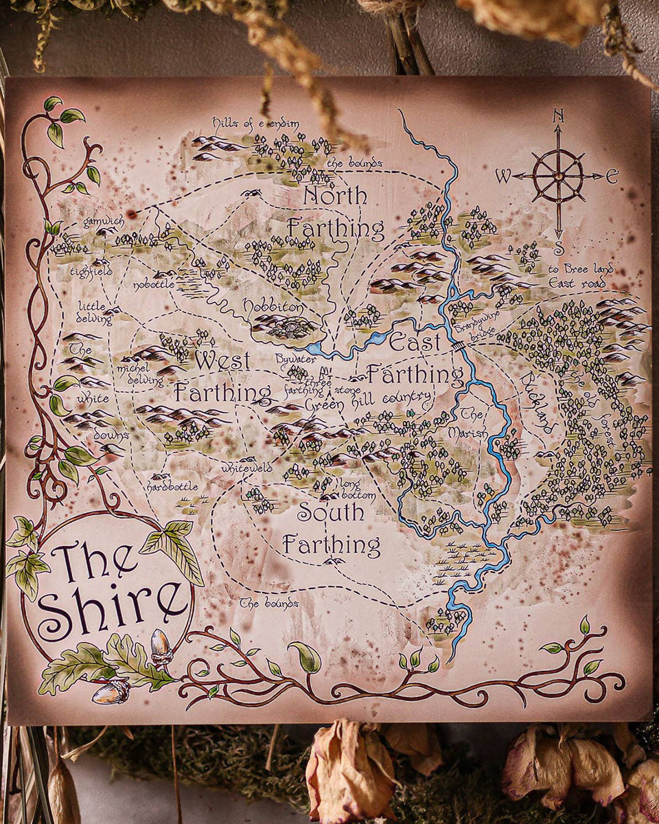 The Shire County Map Square Recycled Paper Art Print - 8.25" Square Print
