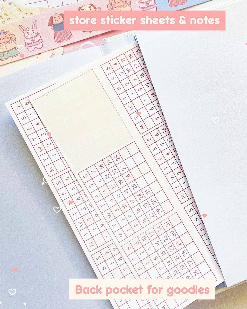 Undated All-In-One Kawaii Pink Bear Notebook & Planner - 2025 Stickers Included