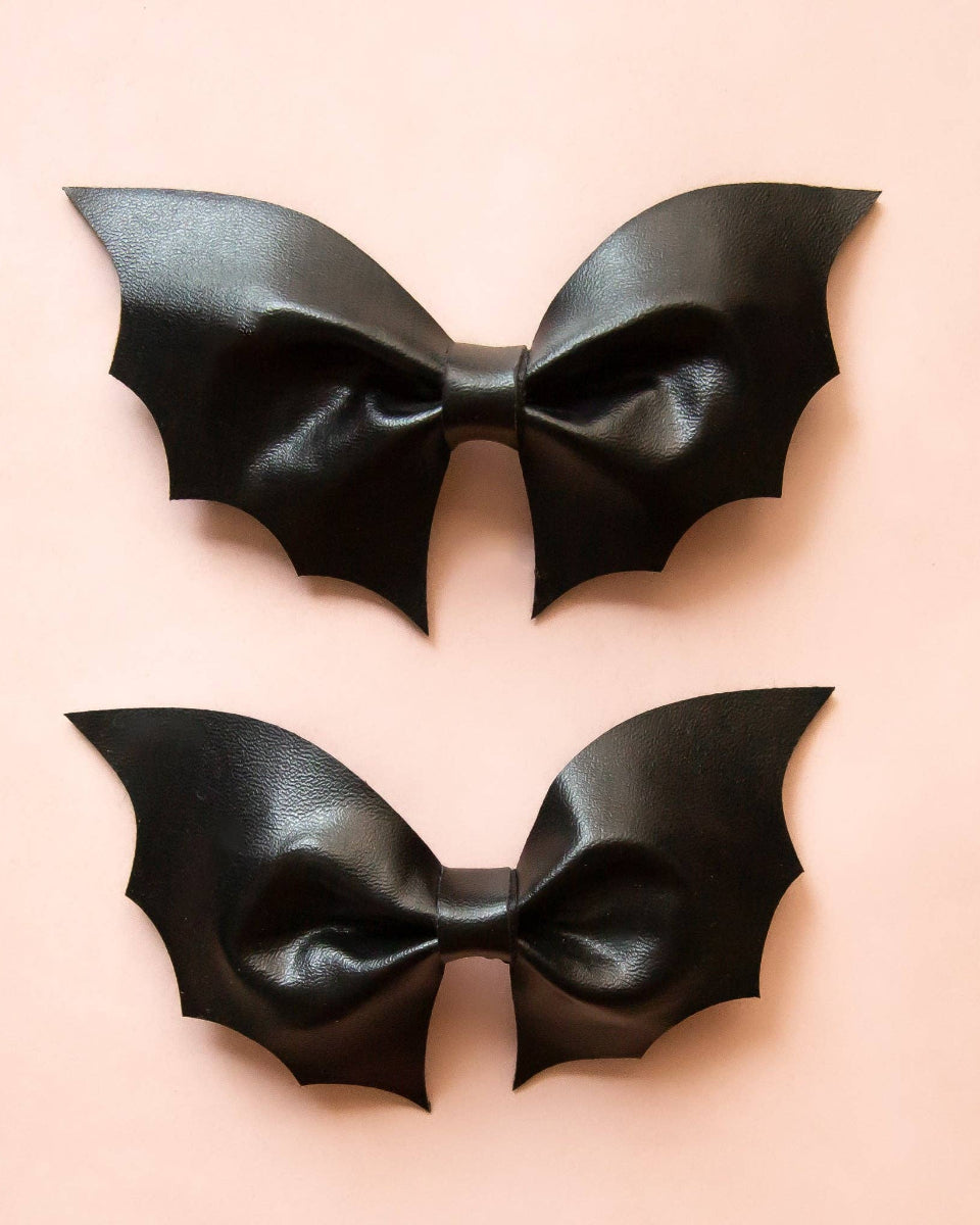 Vegan Leather Halloween Bat Hair Clip