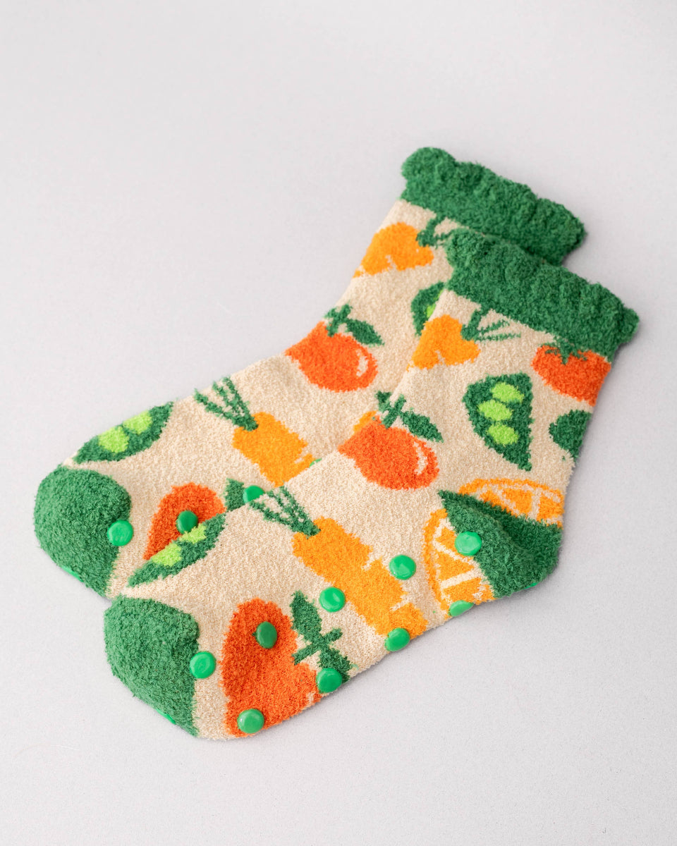 Veggies Fuzzy Cozy Grip Socks