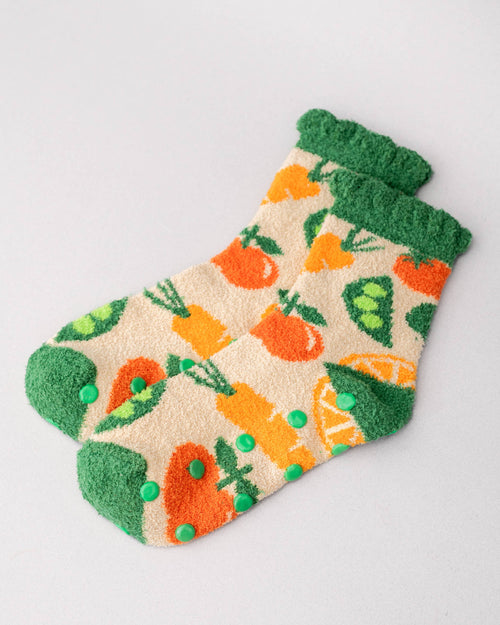 Veggies Fuzzy Cozy Grip Socks